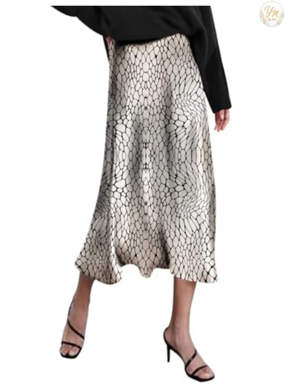 Satin High Waist Midi Maxi Skirt A-Line Fishtail Elegant Party